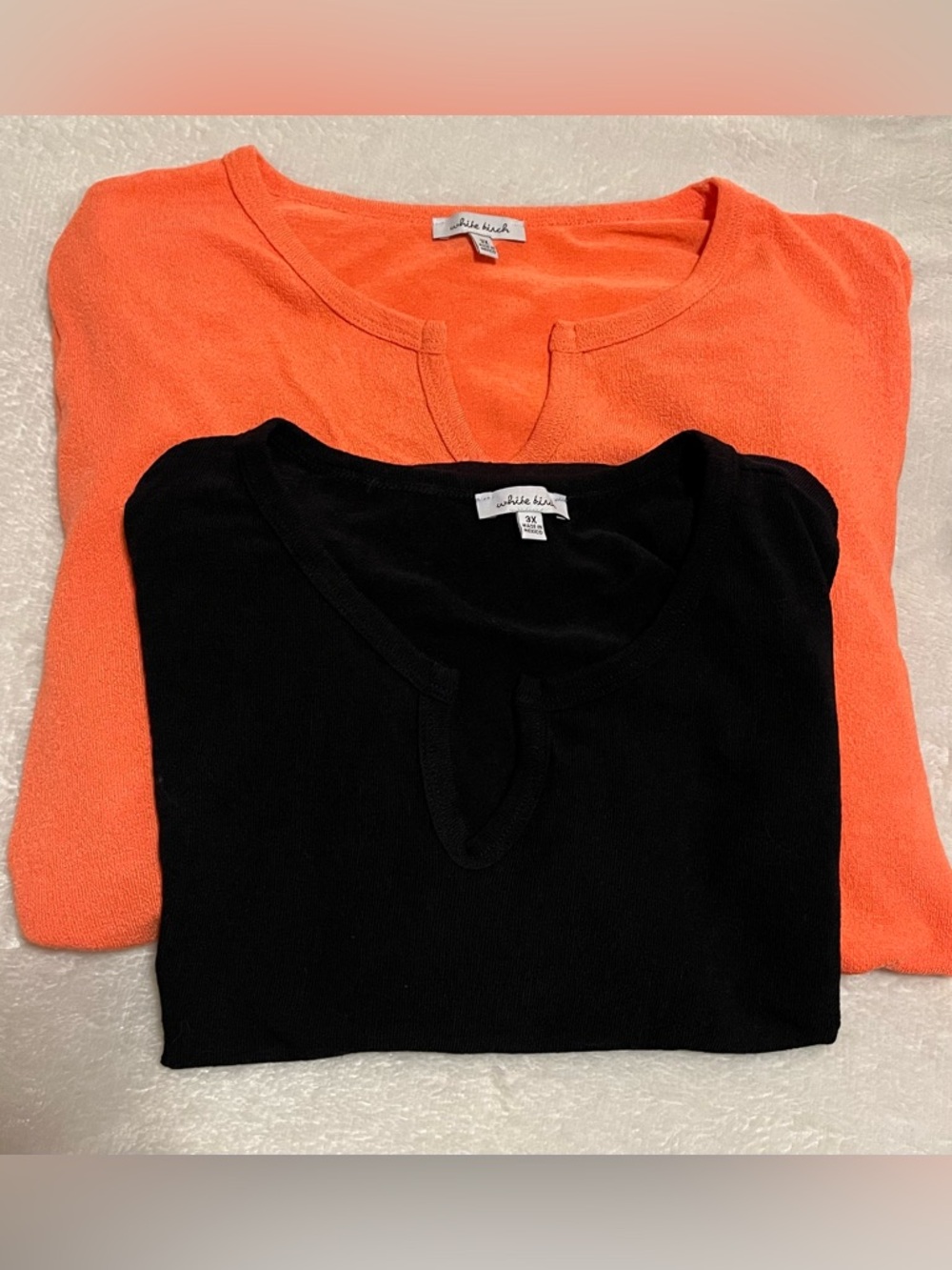White Birch Duo French Terry Solid Black & Solid Orange Sz. 3xl